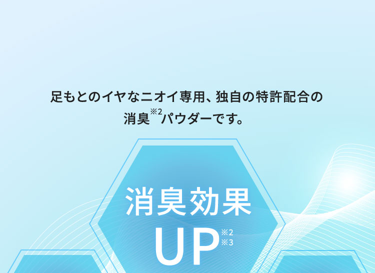 足もとのイヤなニオイ専用、独自の特許配合の消臭パウダーです。